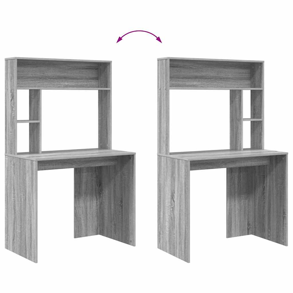 Asztal polcokkal szürke sonoma 91 x 50 x 149 cm faanyag