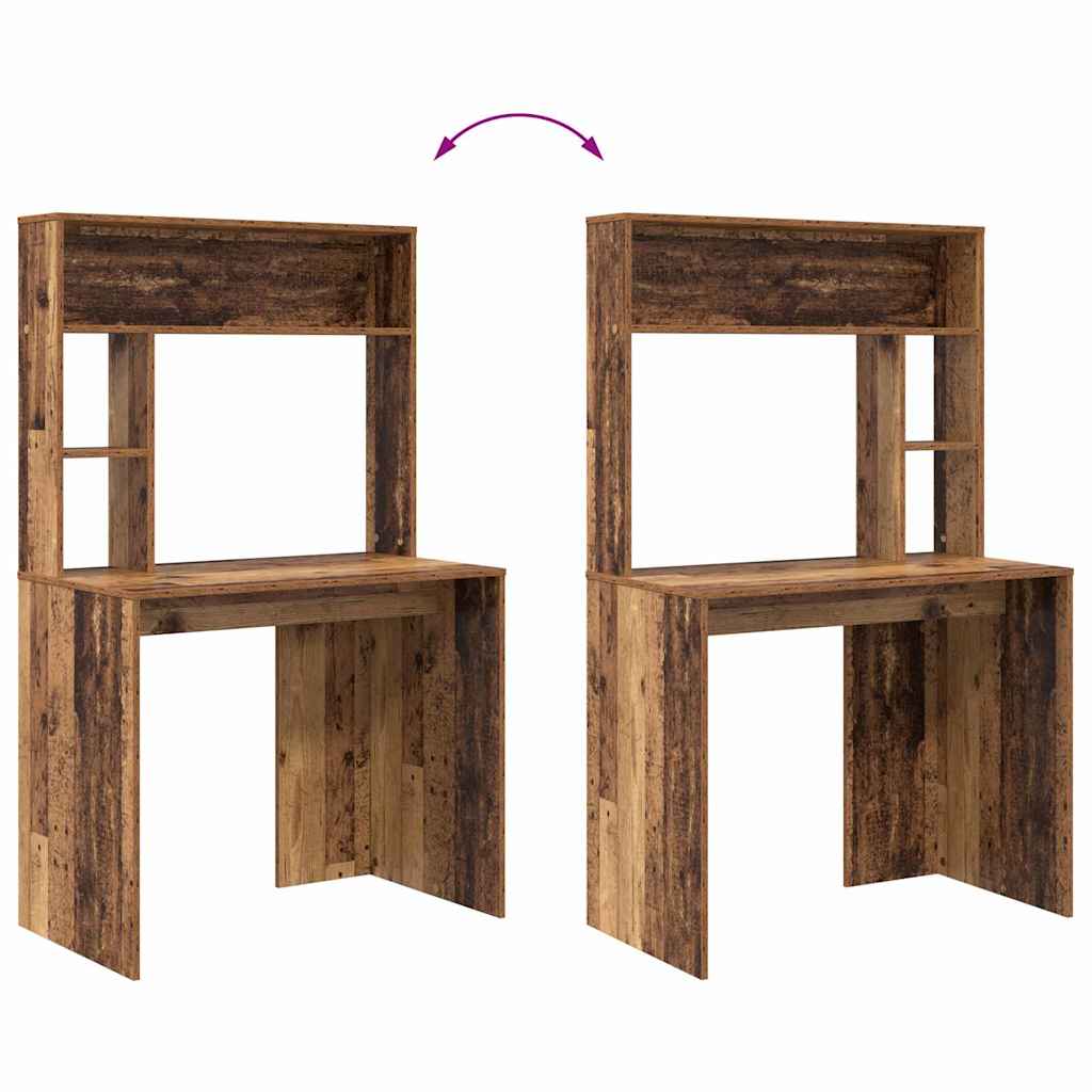 Asztal polcokkal tárolóval régi fa 91 x 50 x 149 cm faanyag