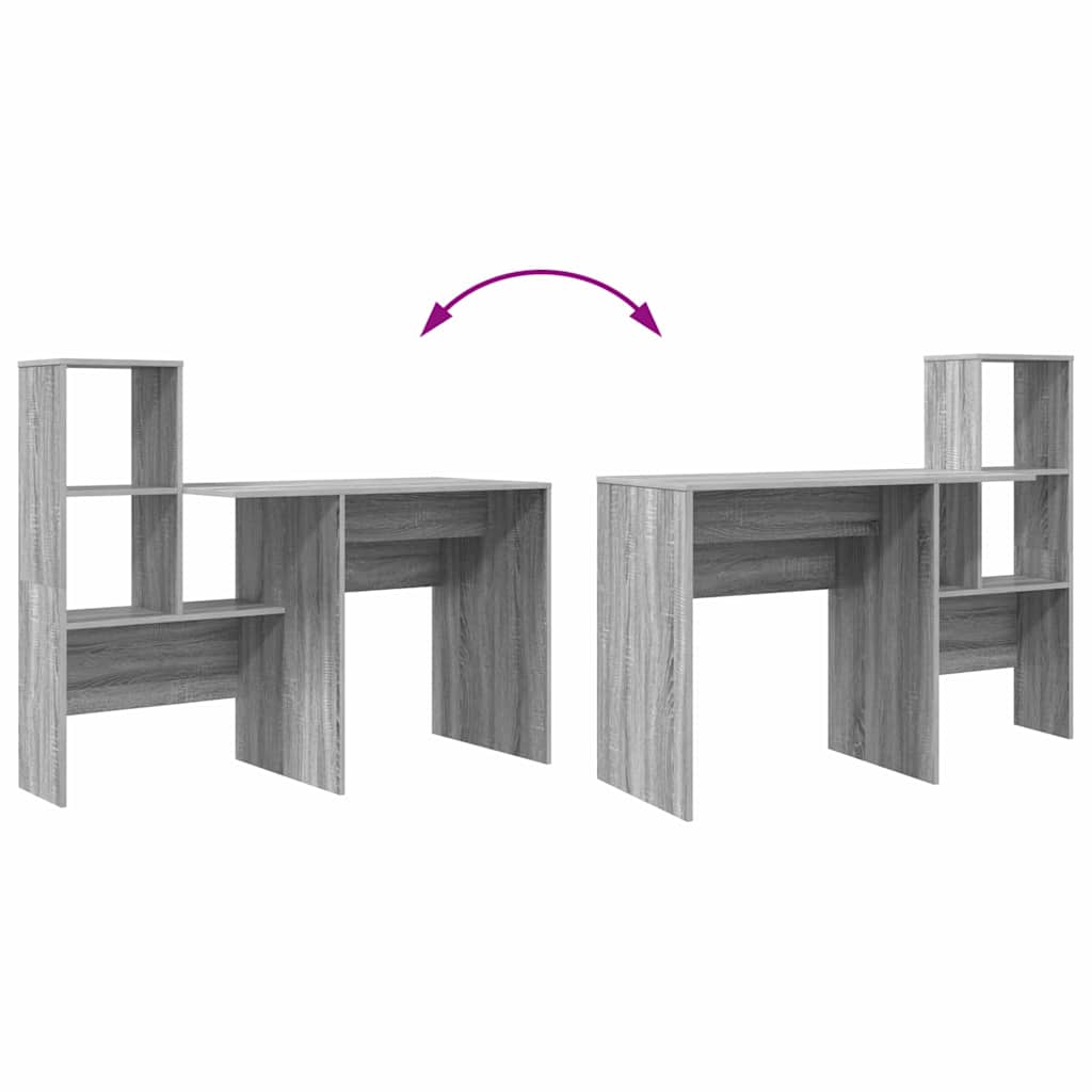 Asztal polcokkal szürke sonoma 131.5 x 50 x 106.5 cm faanyag
