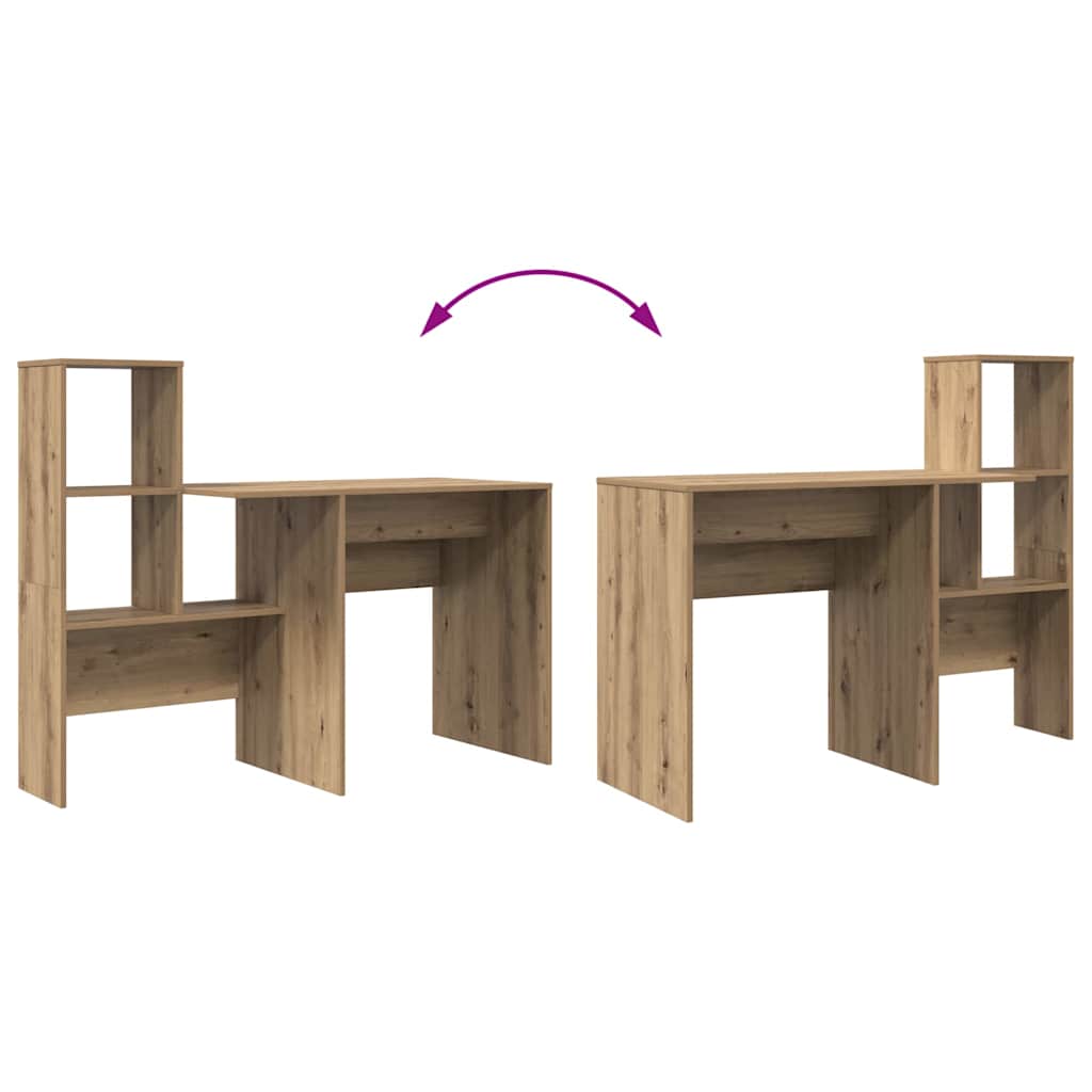 Asztal polcokkal kézműves tölgy 131.5 x 50 x 106.5 cm faanyag