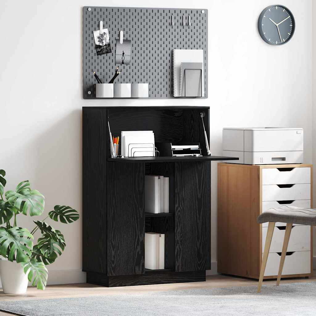 Asztal polcokkal fekete tölgy 71.5 x 31.5 x 106.5 cm faanyag