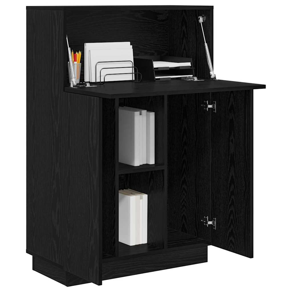 Asztal polcokkal fekete tölgy 71.5 x 31.5 x 106.5 cm faanyag