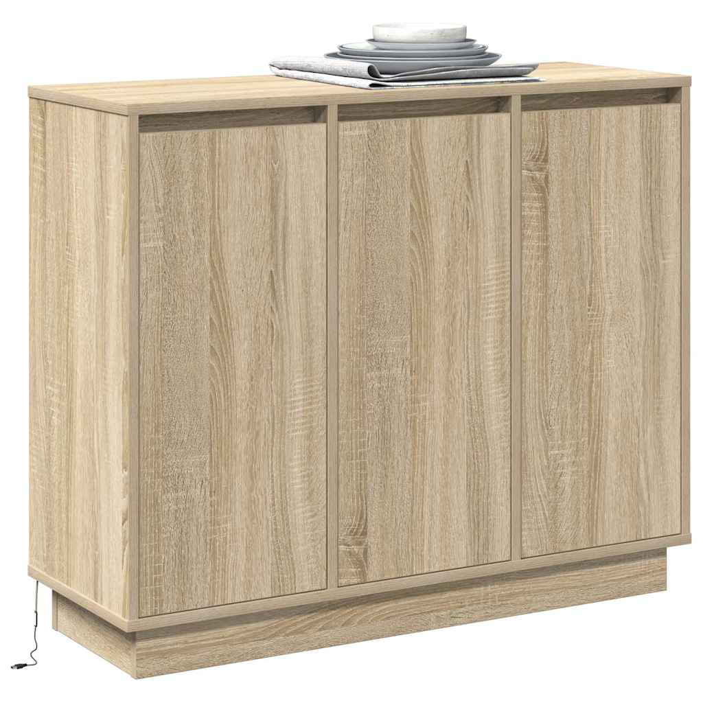 Led tálaló sonoma tölgy 90 x 32 x 75 cm faanyag