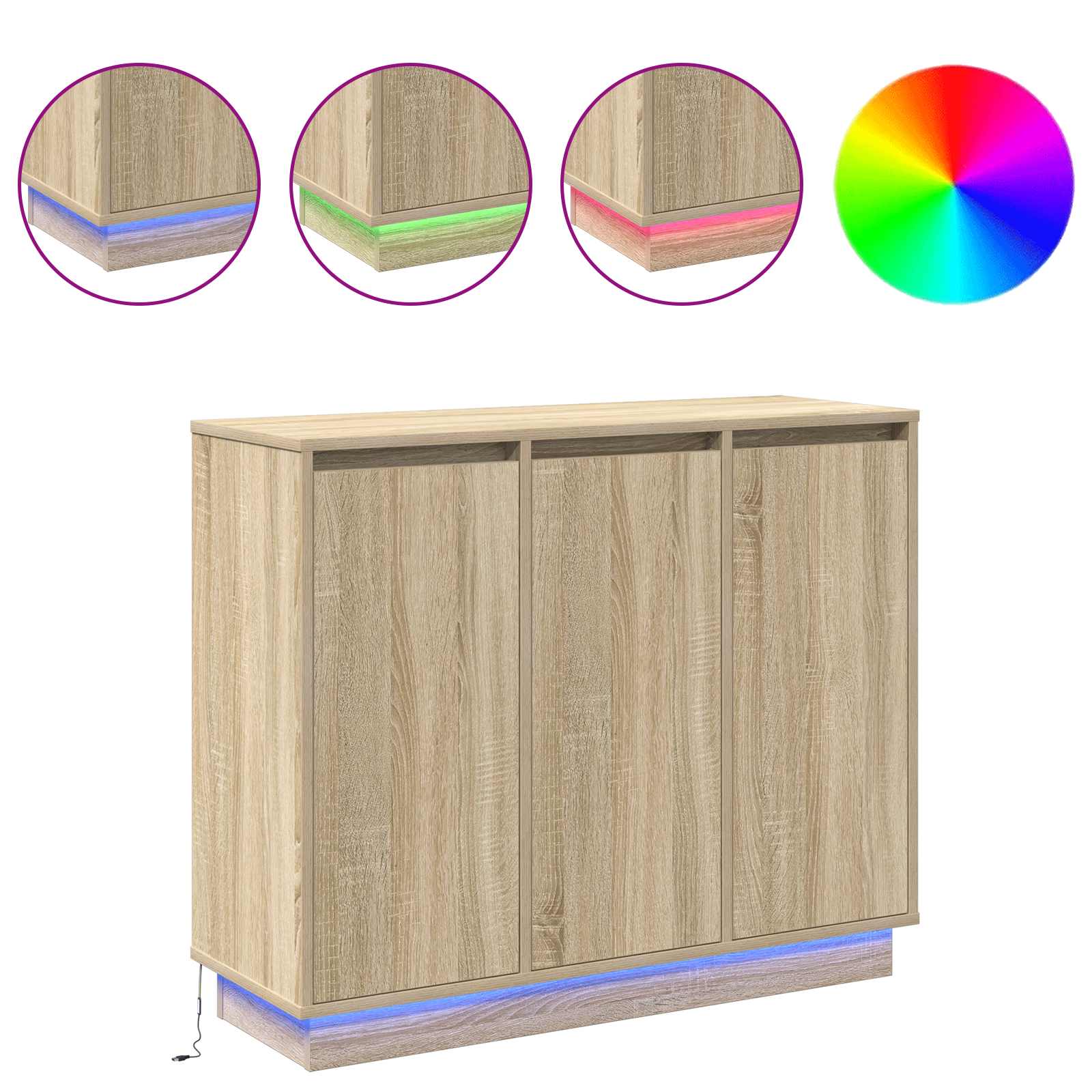 Led tálaló sonoma tölgy 90 x 32 x 75 cm faanyag