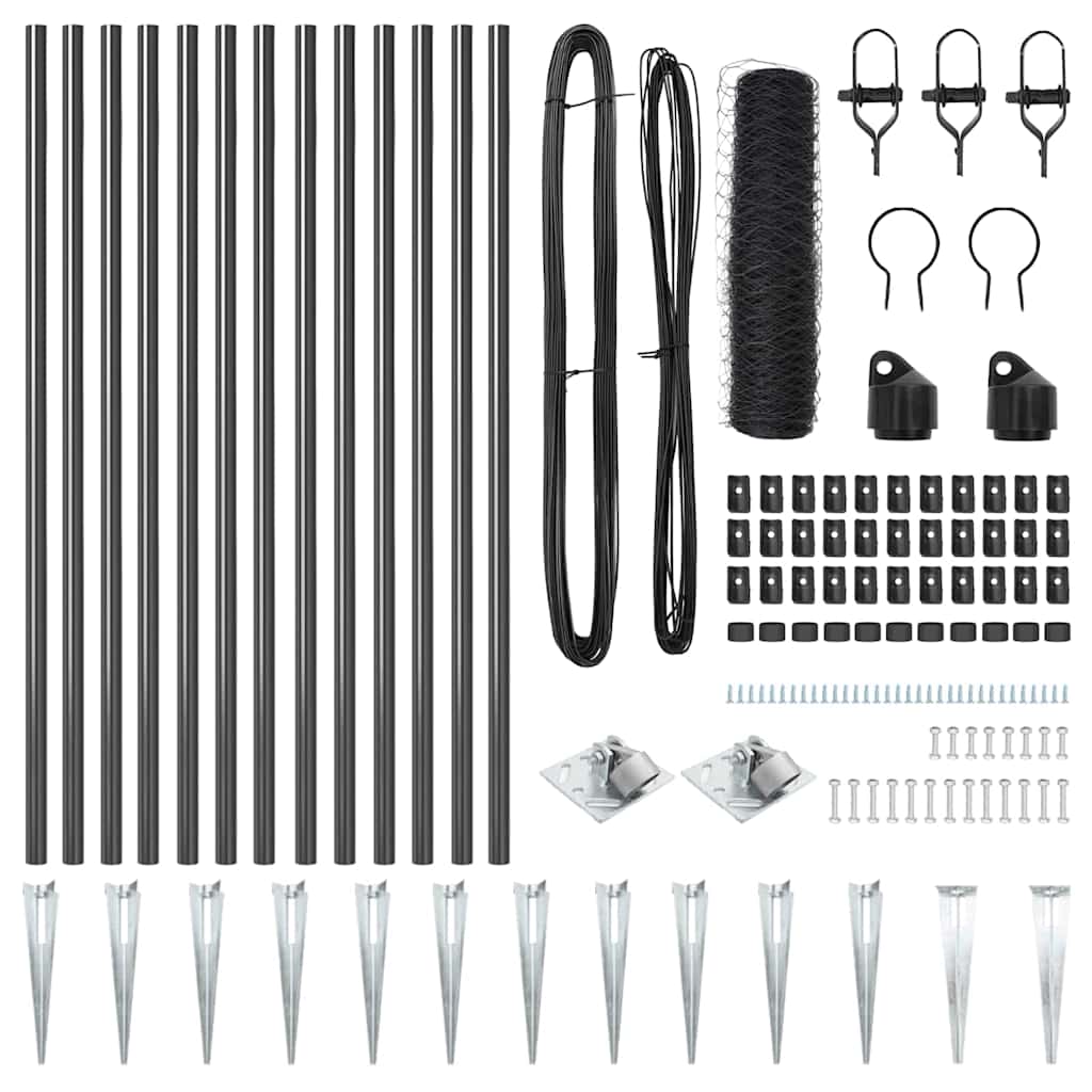 Kerítésoszlop szürke 25 x 1 m (50 mm-es háló) acél