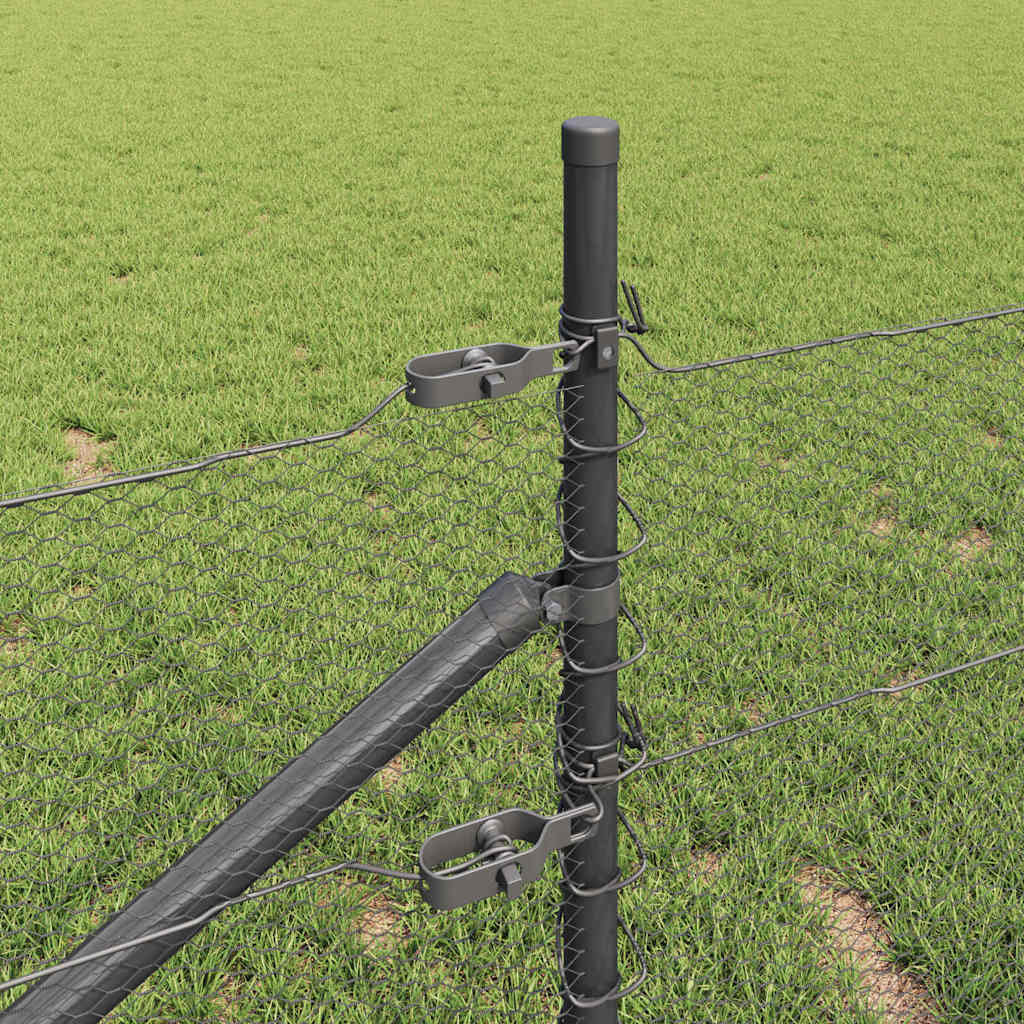 Kerítésoszlop szürke 100 x 0,5 m (13 mm háló) acél és pvc