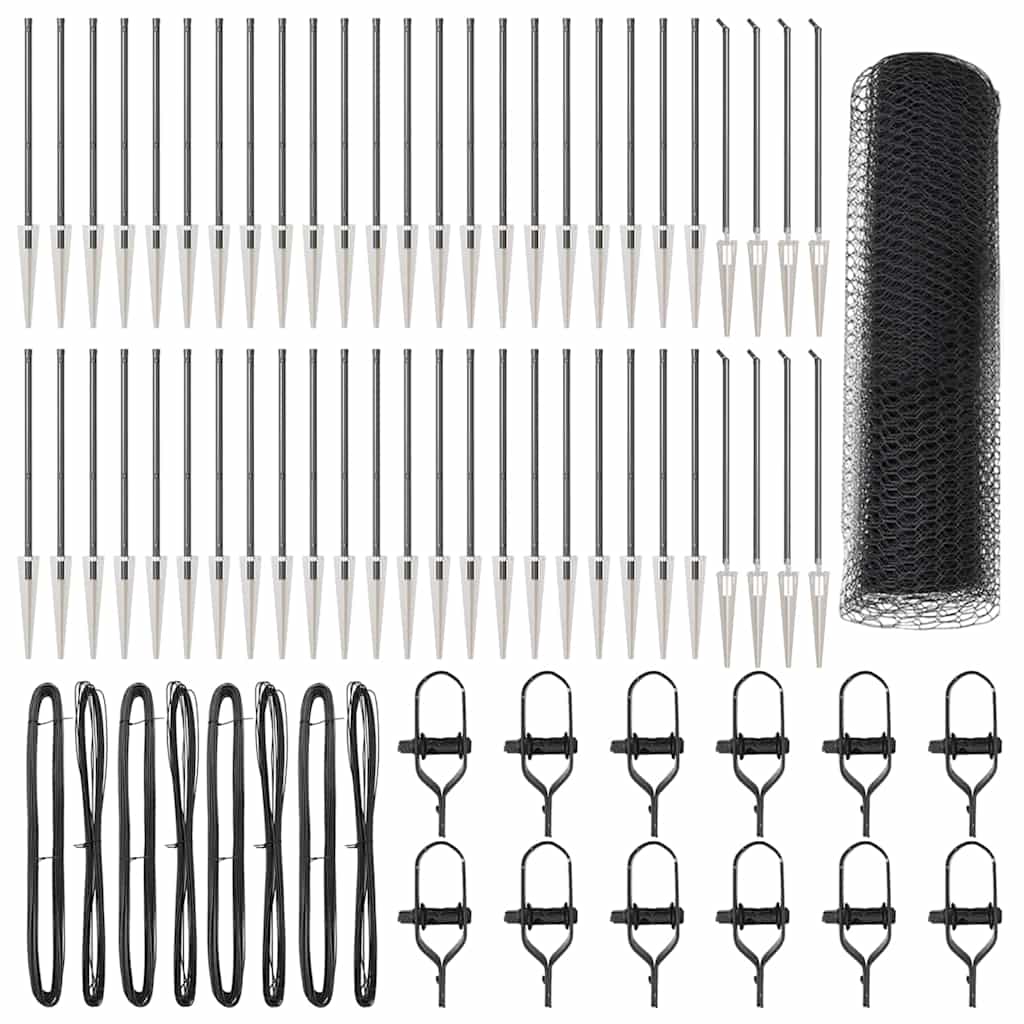 Kerítésoszlop szürke 100 x 0,5 m (13 mm háló) acél és pvc