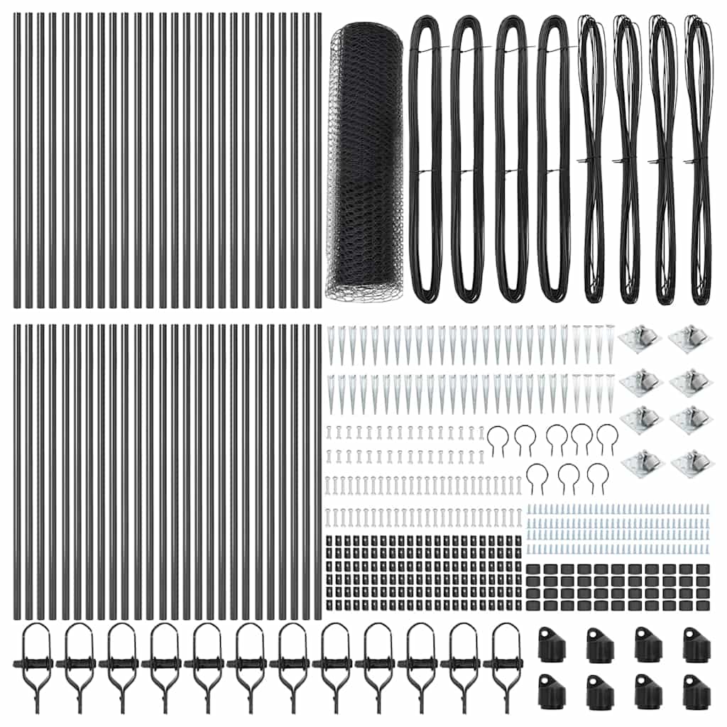 Kerítésoszlop szürke 100 x 0,5 m (13 mm háló) acél és pvc