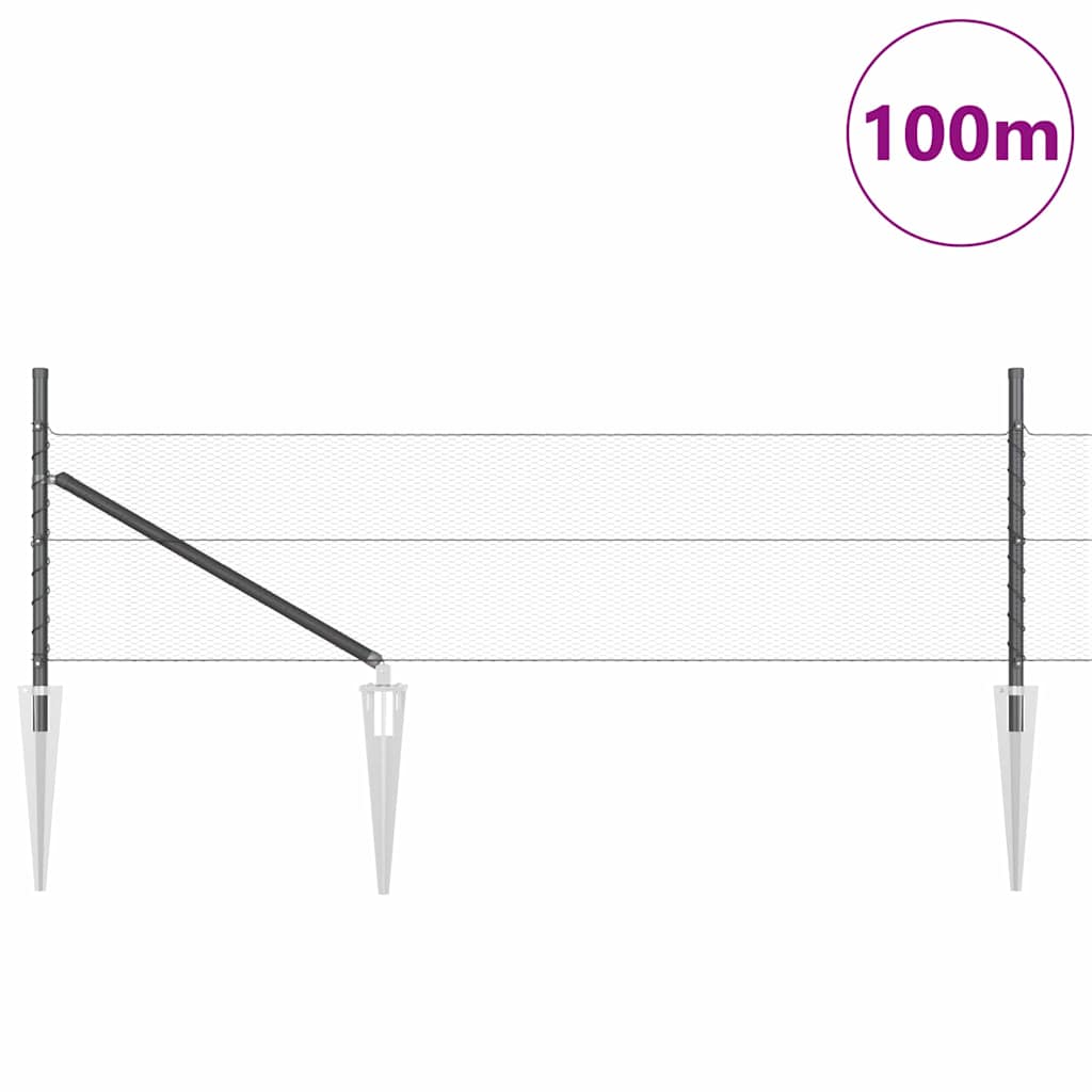 Kerítésoszlop szürke 100 x 0,5 m (13 mm háló) acél és pvc