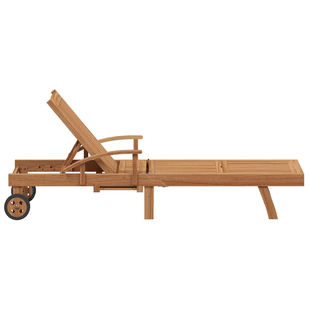 Napozóágy párnával barna 195 x 59 x 78,5 cm tömör teakfa