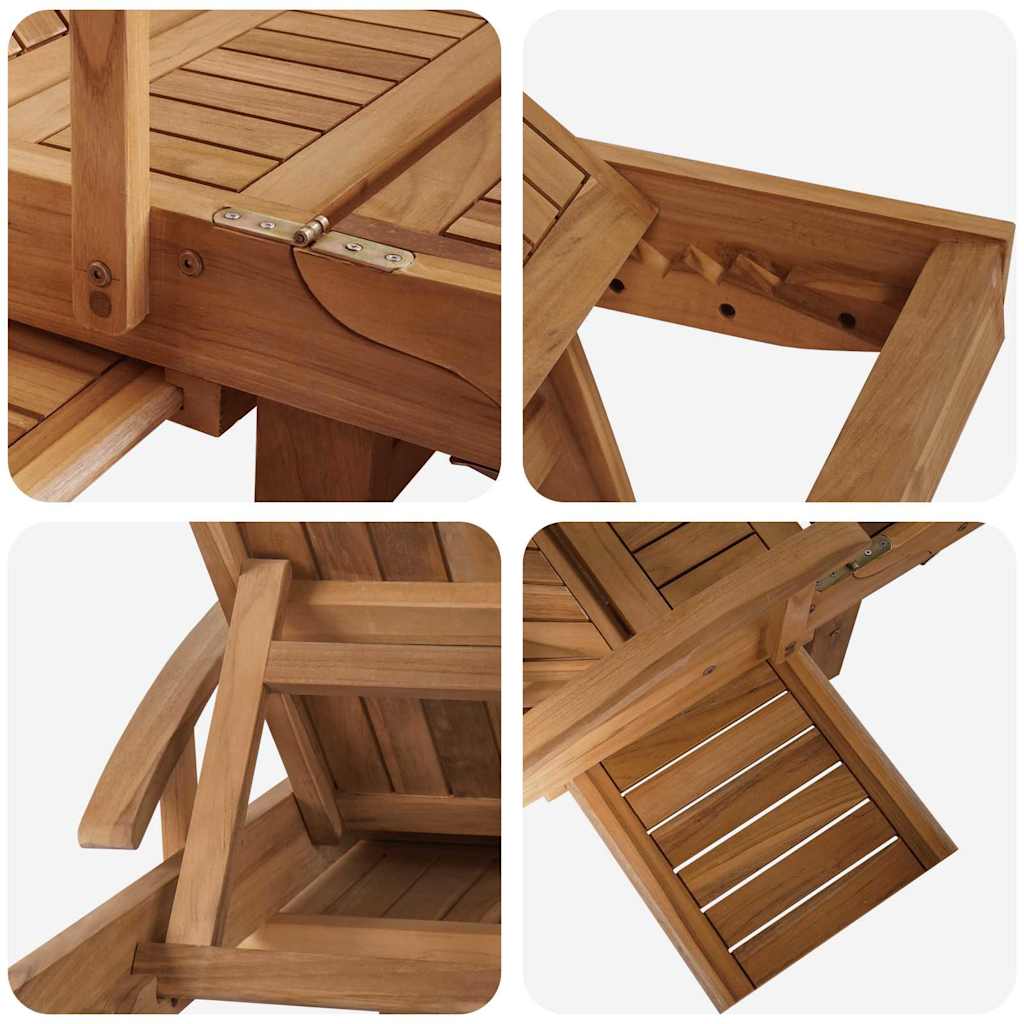 Napozóágy párnával 1-személy 2 pcs barna tömör teakfa