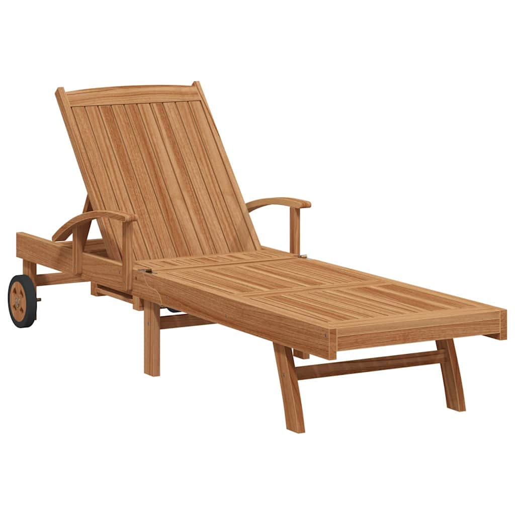 Napozóágy párnával 1-személy 2 pcs barna tömör teakfa