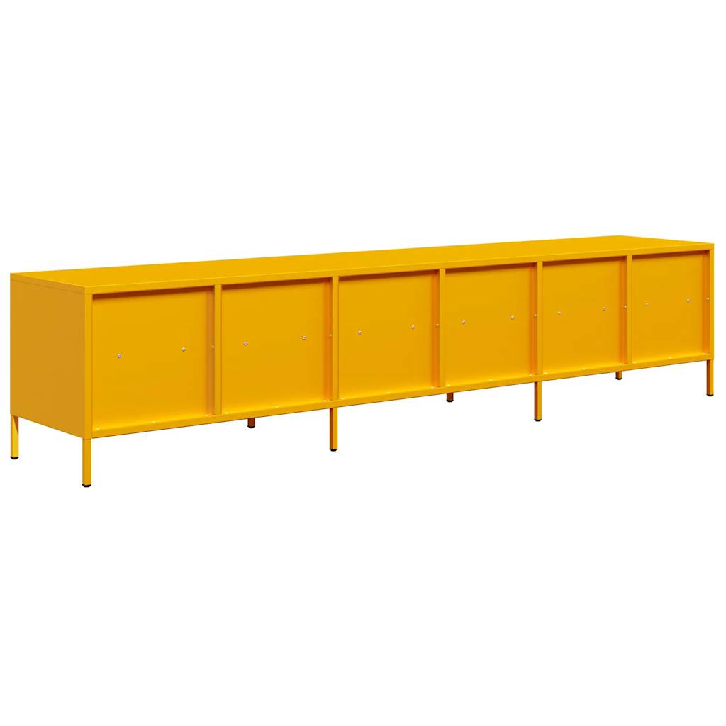 Mustársárga hidegen hengerelt acél tv-szekrény 202x39x43,5 cm