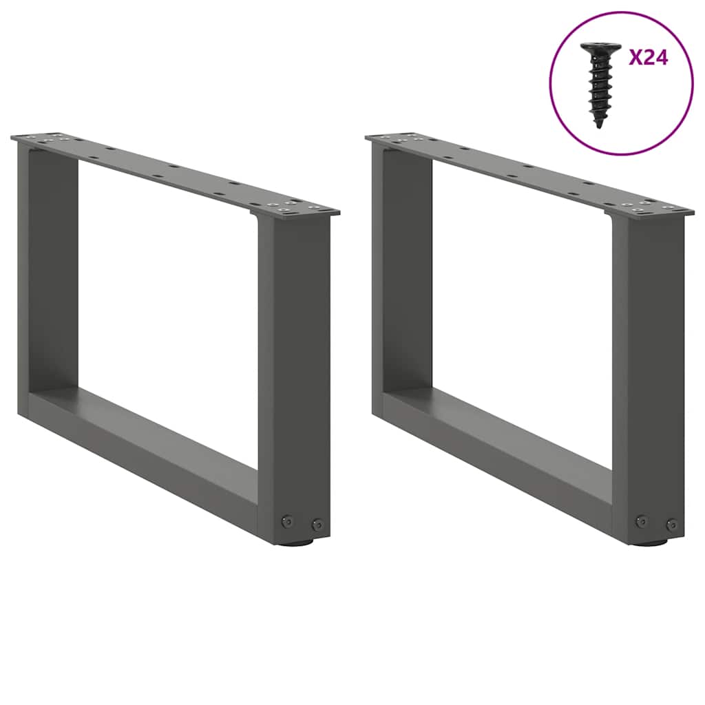 2 db antracit acél dohányzóasztal lábak u-alakú 60x(30-31) cm