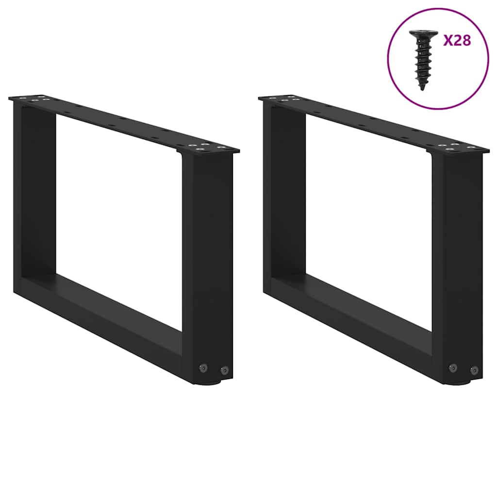 2 db acél fekete dohányzóasztal lábak u-alakú 70x(30-31) cm