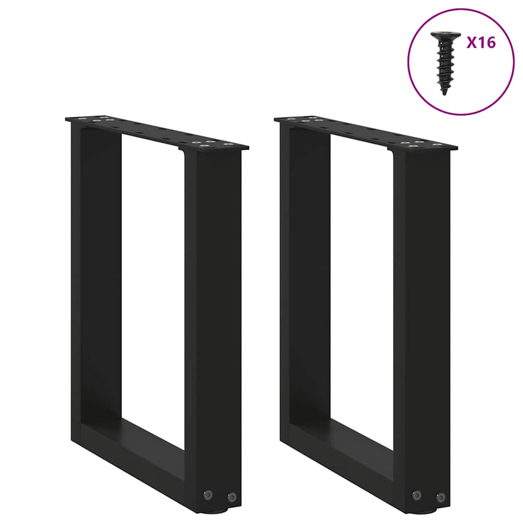 2 db acél fekete dohányzóasztal lábak u-alakú 28x(42-43) cm