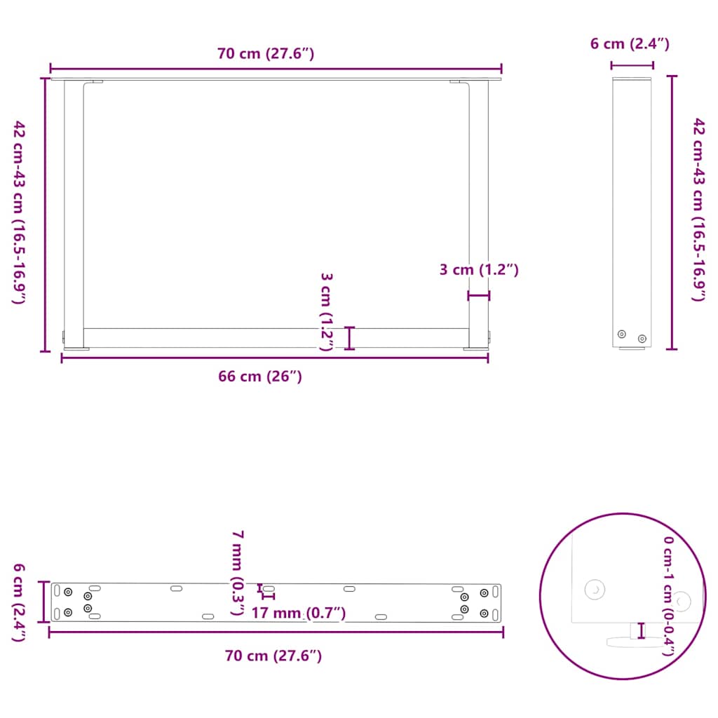 2 db acél fekete dohányzóasztal lábak u-alakú 70x(42-43) cm 2 db acél fekete dohányzóasztal lábak u-alakú 70x(42-43) cm