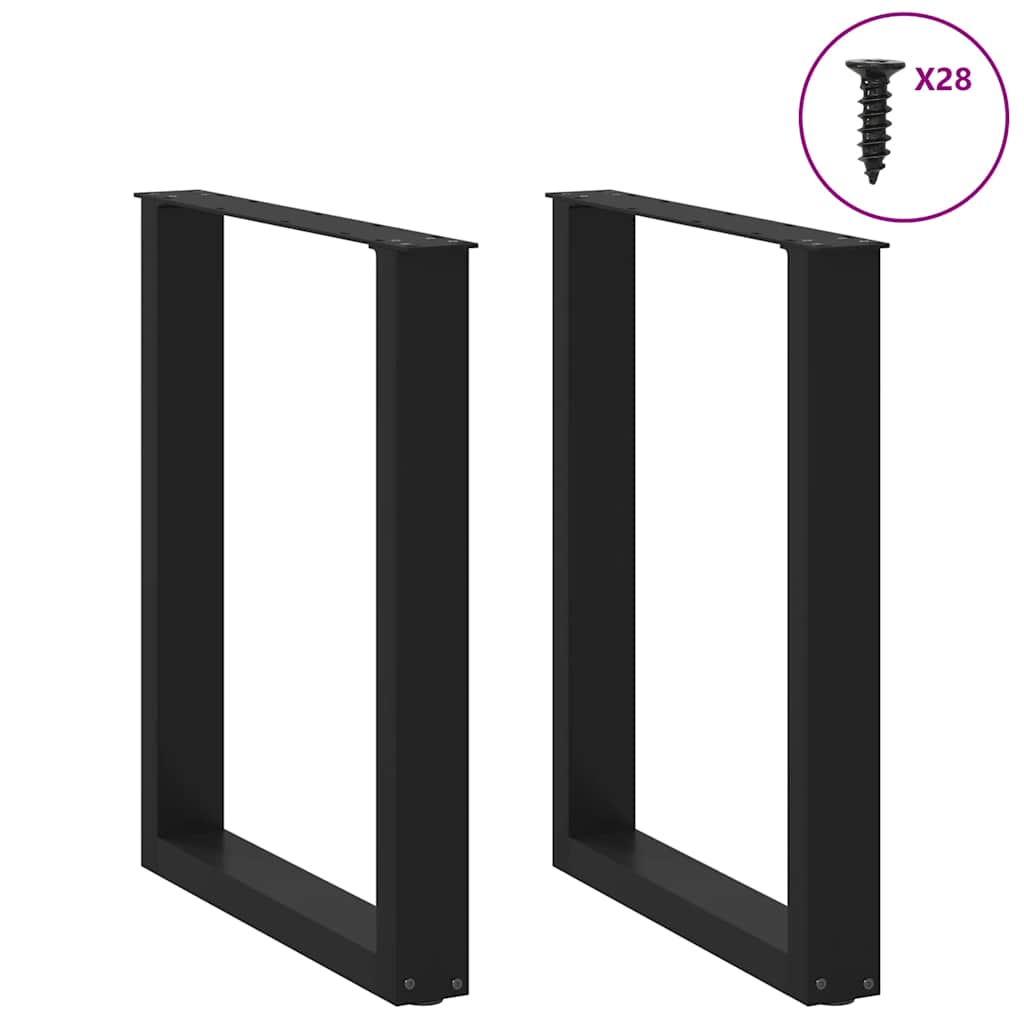 2 db acél fekete dohányzóasztal lábak u-alakú 70x(72-73) cm