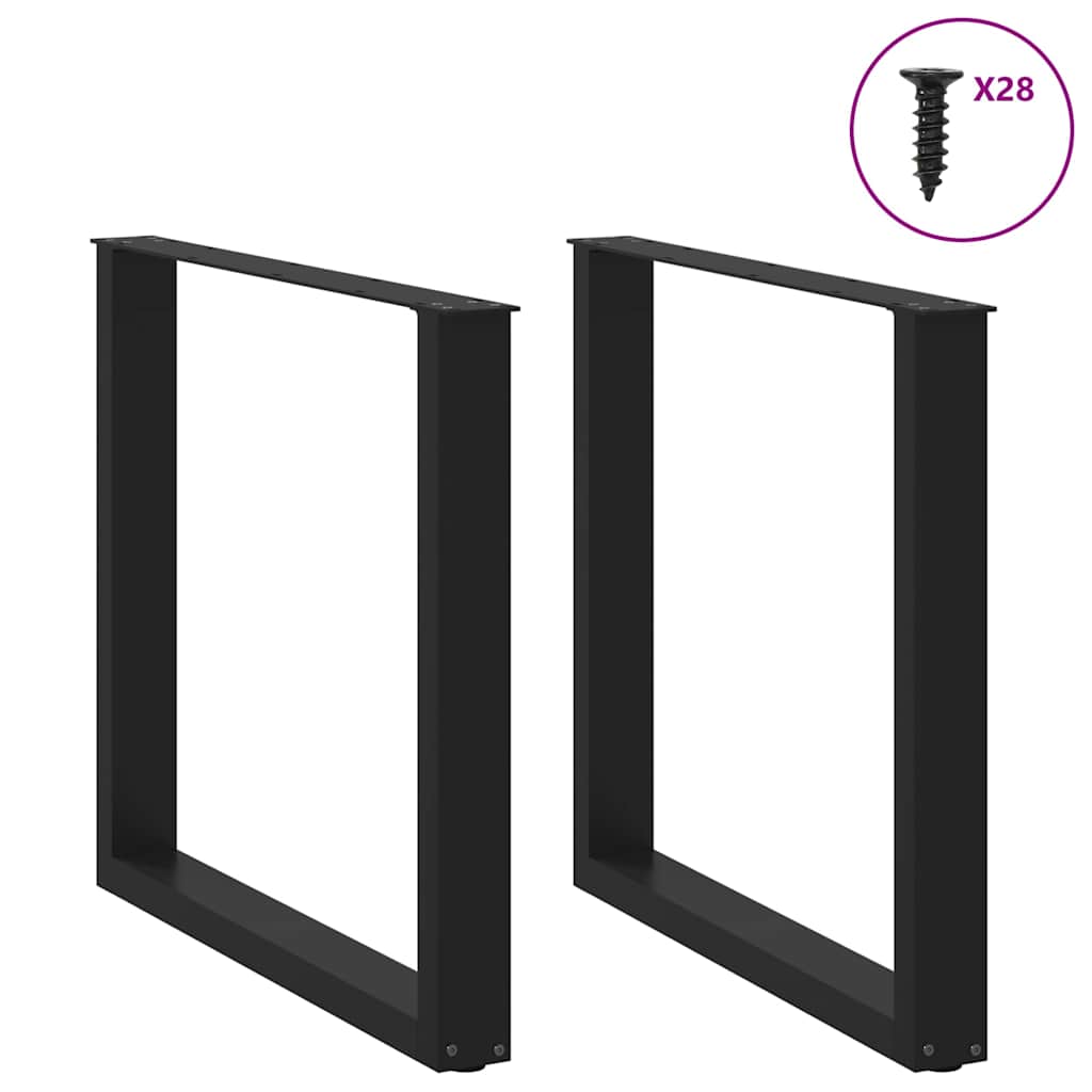 2 db acél fekete dohányzóasztal lábak u-alakú 80x(72-73) cm