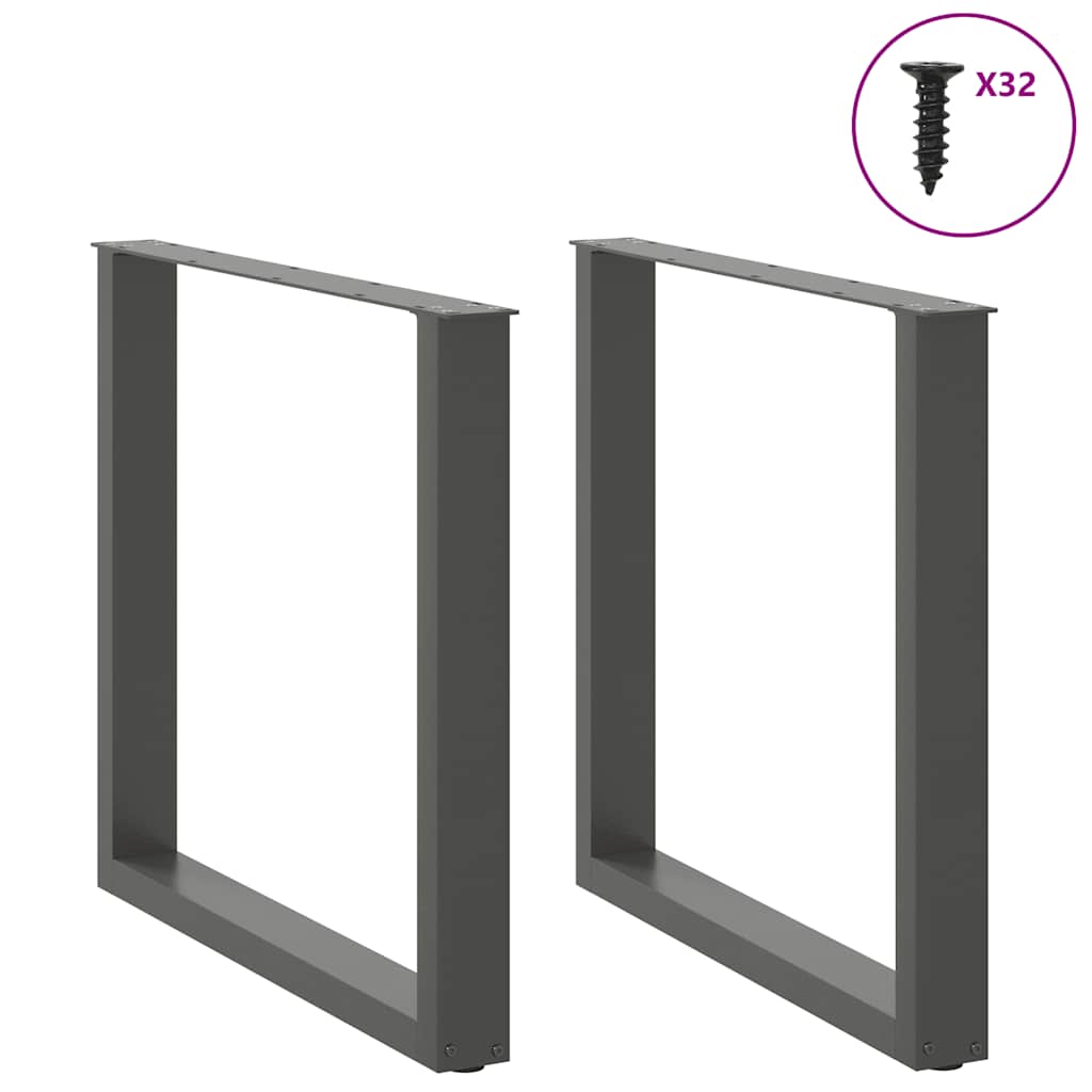 2 db antracit acél dohányzóasztal lábak u-alakú 90x(72-73) cm