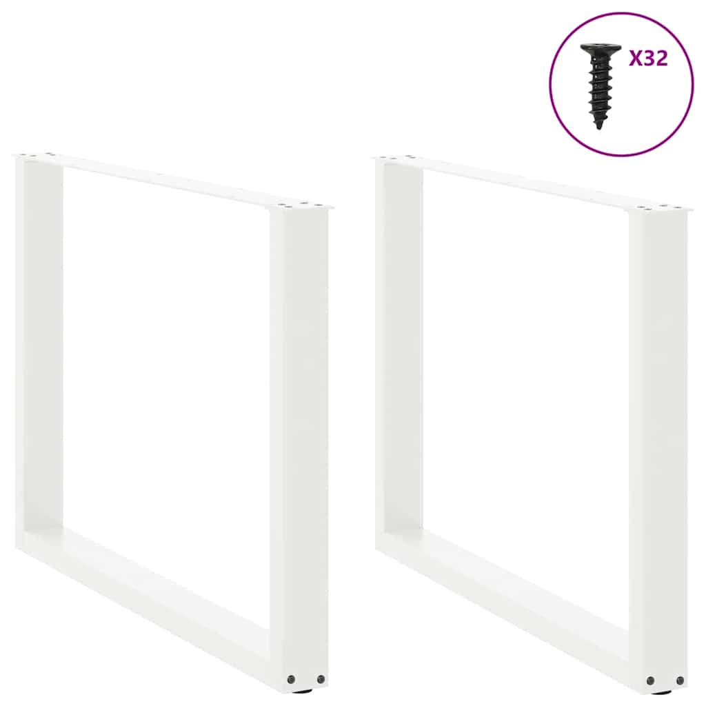 2 db fehér acél dohányzóasztal lábak u-alakú 100x(72-73) cm