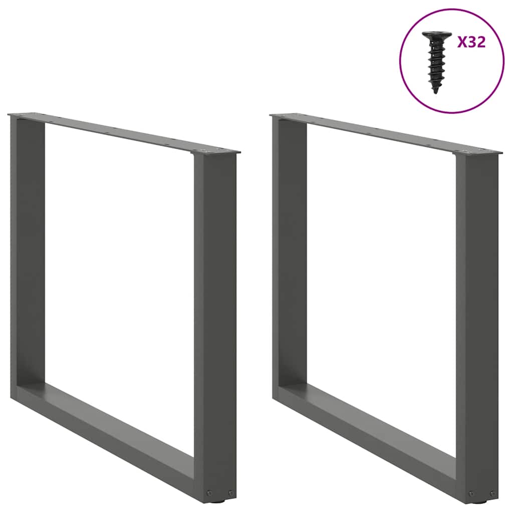 2 db antracit acél dohányzóasztal lábak u-alakú 100x(72-73) cm