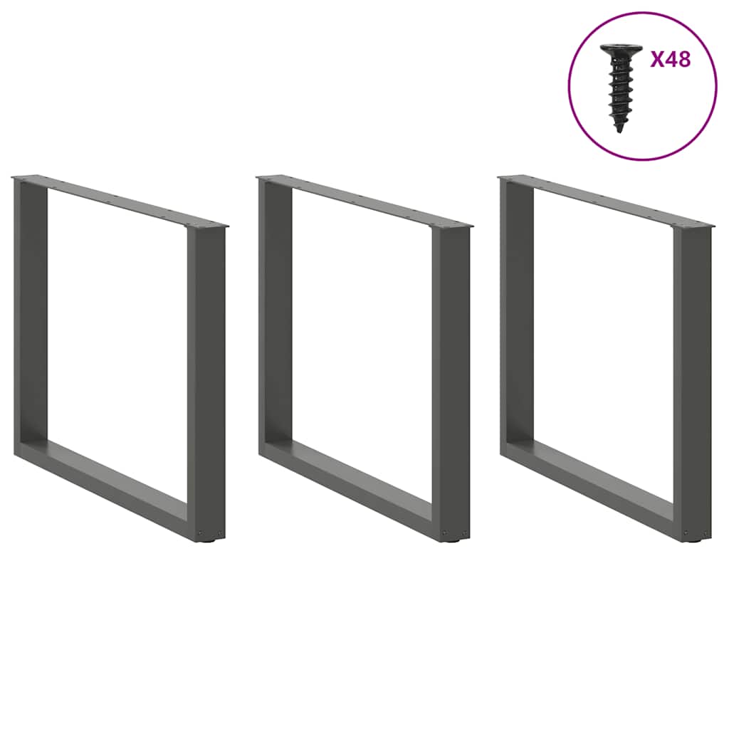 2 db antracit acél dohányzóasztal lábak u-alakú 100x(72-73) cm