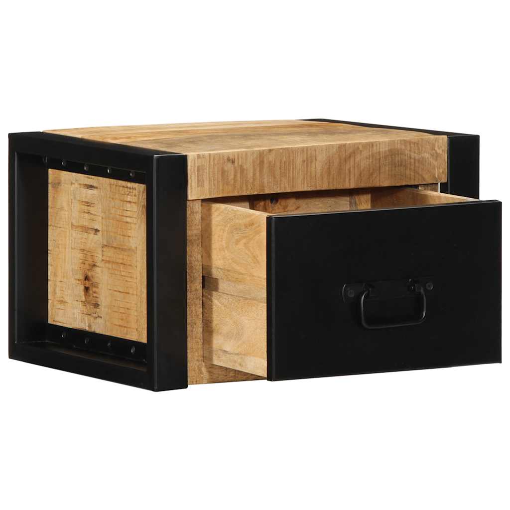 Éjjeli szekrények 2 db tömör nyersfa mangó 40x35x25 cm