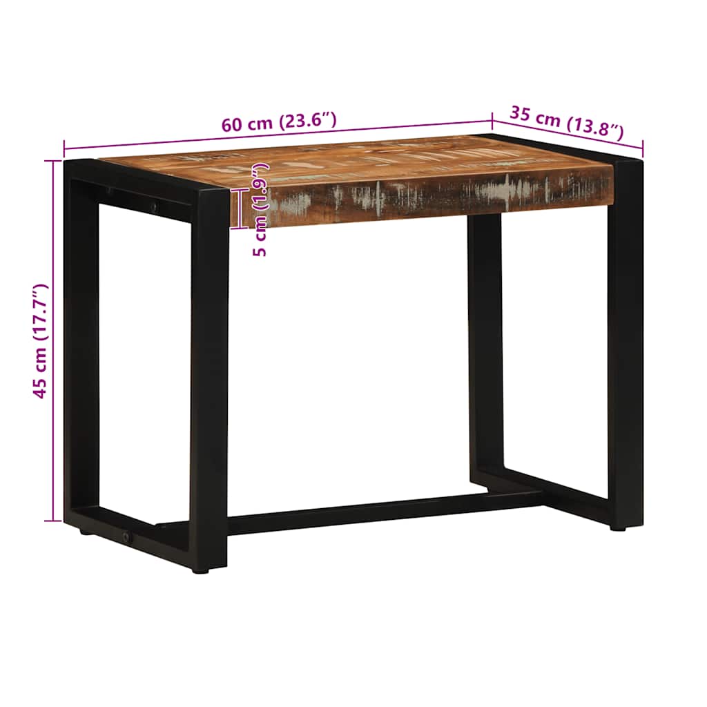 Tömör újrahasznosított fa többszínű pad 60x35x45 cm