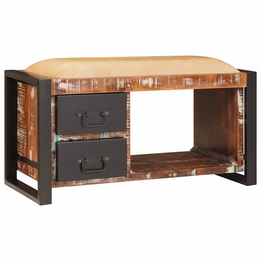 Tárolópad sokszínű 80 x 35 x 40 cm tömör újrahasznosított fa