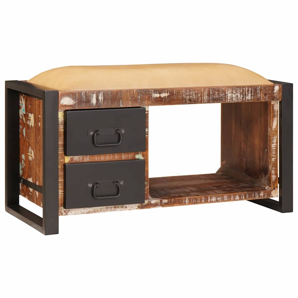 Tárolópad sokszínű 80 x 35 x 40 cm tömör újrahasznosított fa