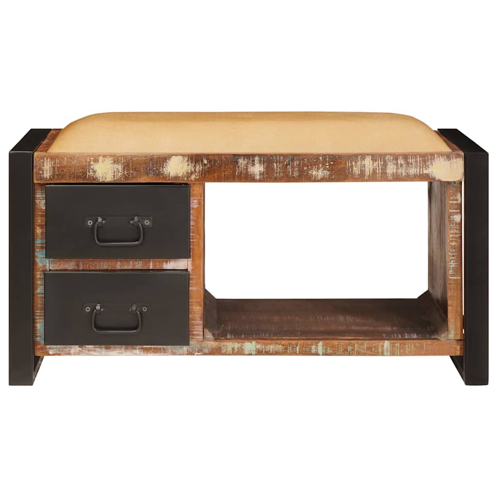 Tárolópad sokszínű 80 x 35 x 40 cm tömör újrahasznosított fa