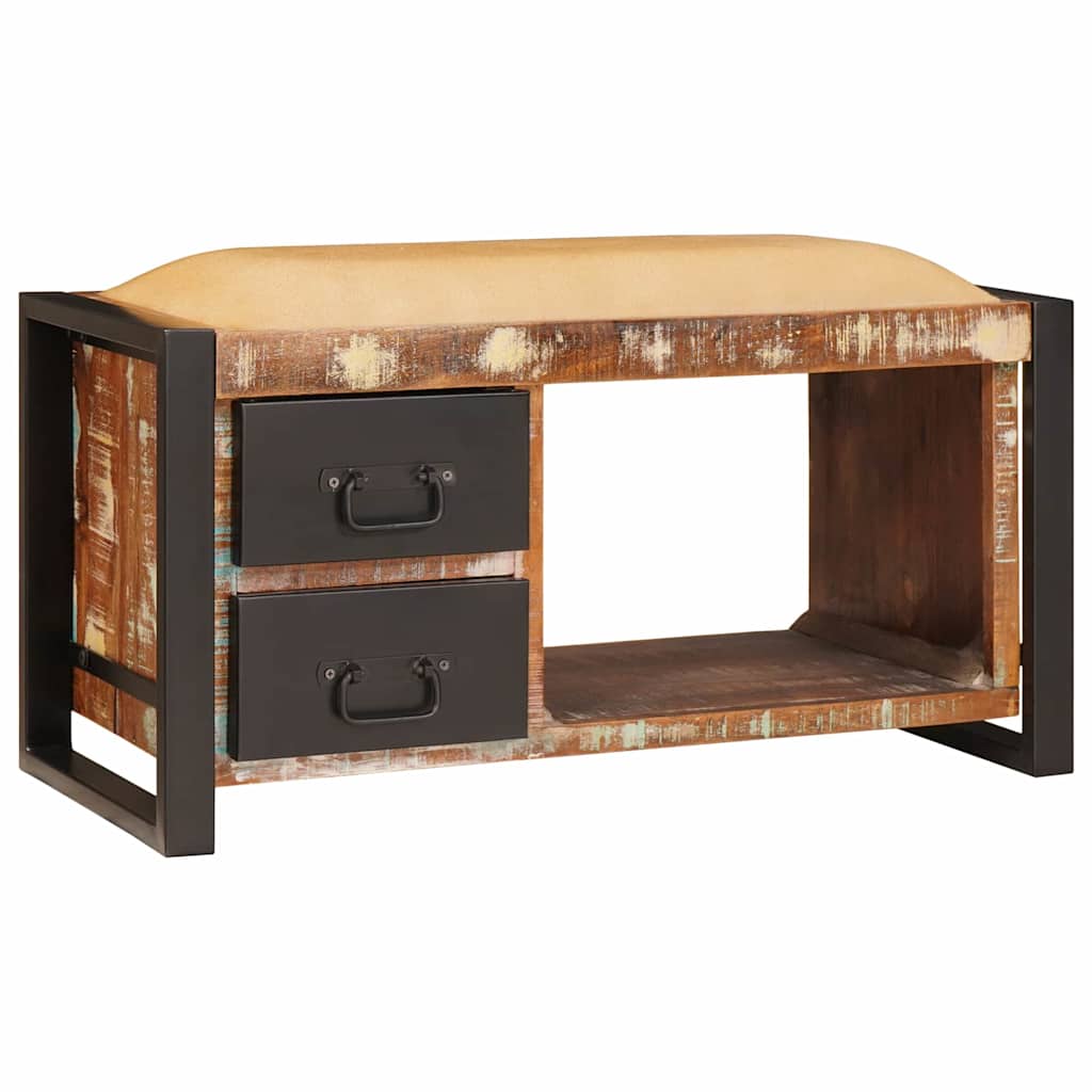 Tárolópad sokszínű 80 x 35 x 40 cm tömör újrahasznosított fa