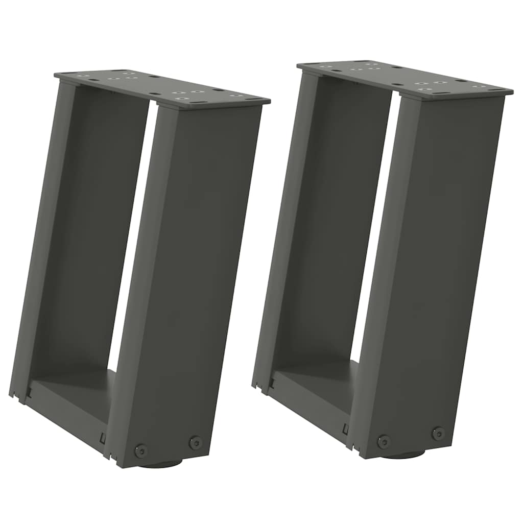 2 db antracit acél dohányzóasztal lábak u-alakú 30x(30-31) cm