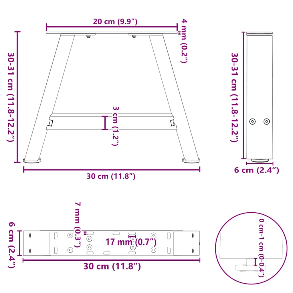 2 db antracit acél dohányzóasztal lábak a-alakú 30x(30-31) cm 2 db antracit acél dohányzóasztal lábak a-alakú 30x(30-31) cm