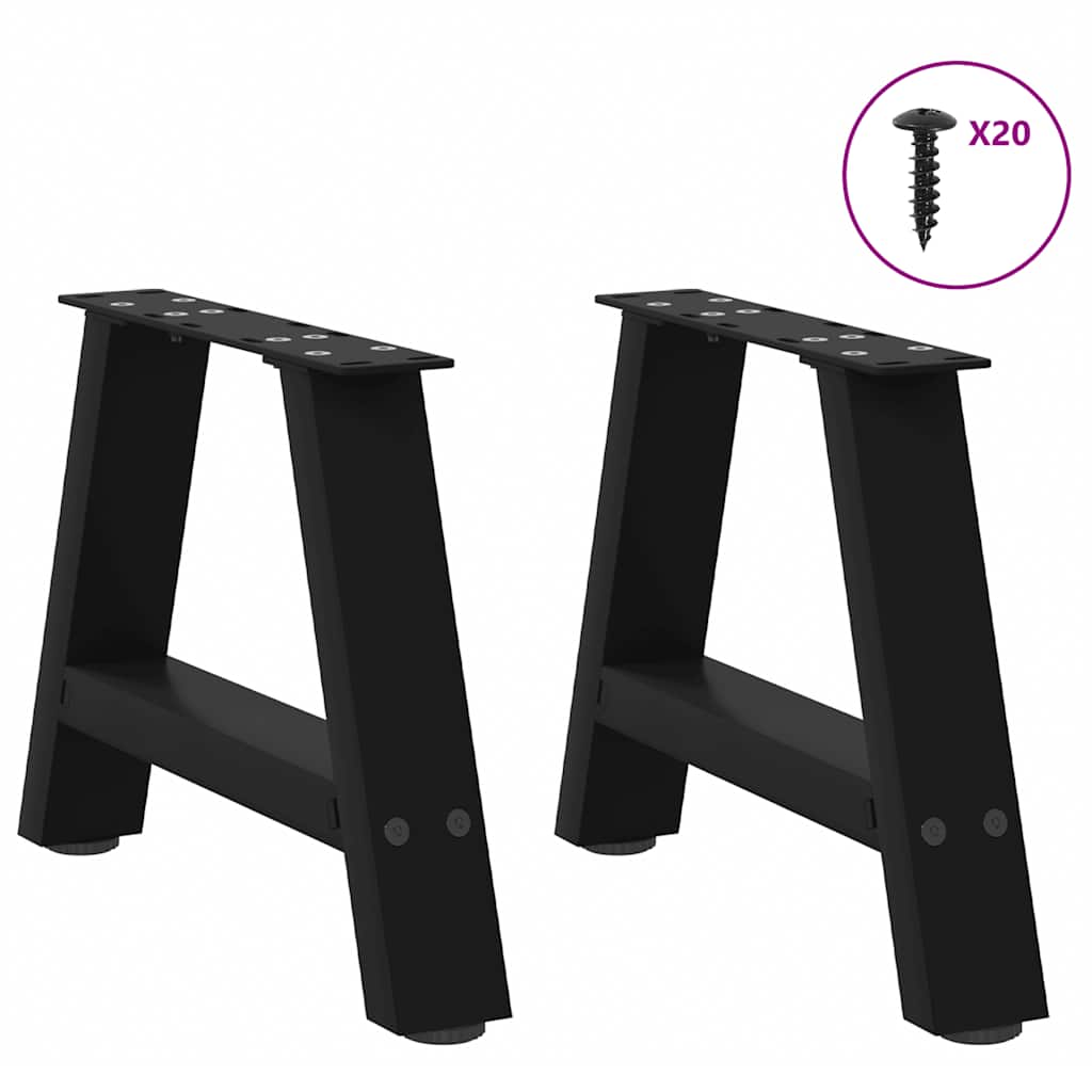 2 db acél fekete dohányzóasztal lábak a-alakú 40x(30-31) cm