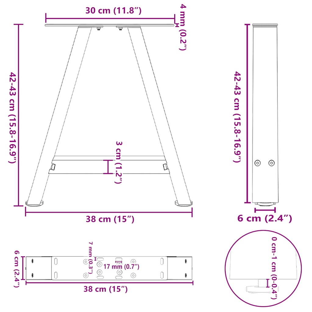 2 db antracit acél dohányzóasztal lábak a-alakú 38x(42-43) cm 2 db antracit acél dohányzóasztal lábak a-alakú 38x(42-43) cm