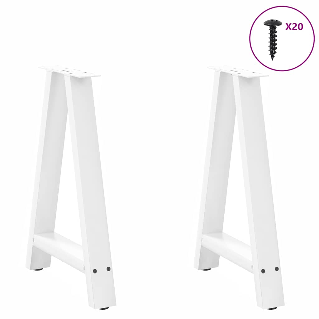 2 db fehér acél dohányzóasztal lábak a-alakú 60x(72-73) cm