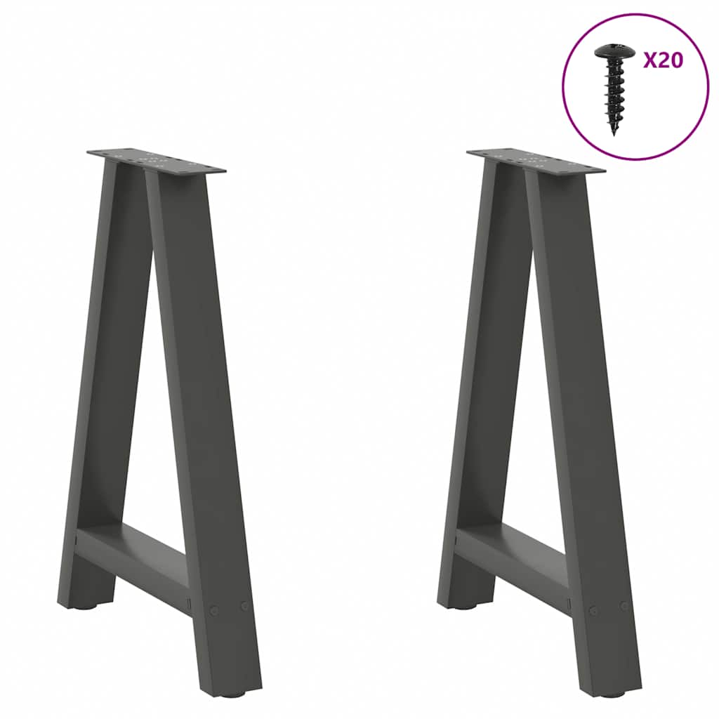 2 db antracit acél dohányzóasztal lábak a-alakú 60x(72-73) cm