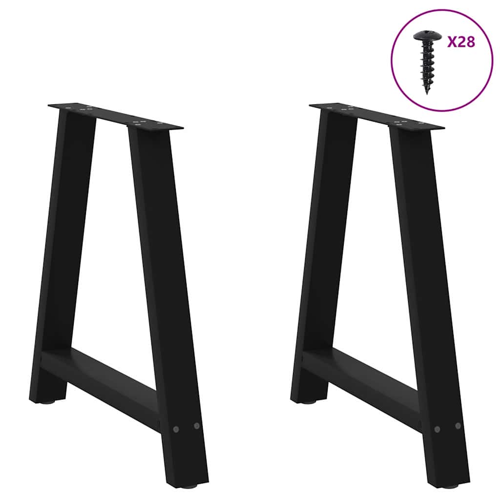2 db acél fekete dohányzóasztal lábak a-alakú 80x(72-73) cm