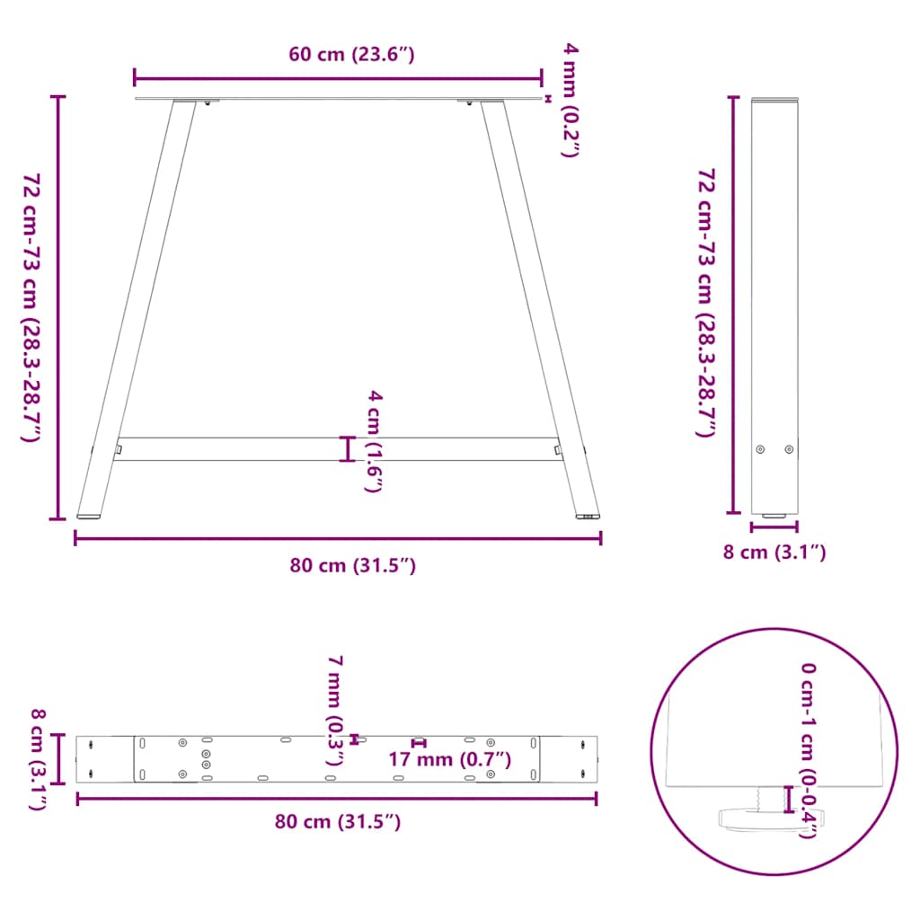 2 db antracit acél dohányzóasztal lábak a-alakú 90x(72-73) cm
