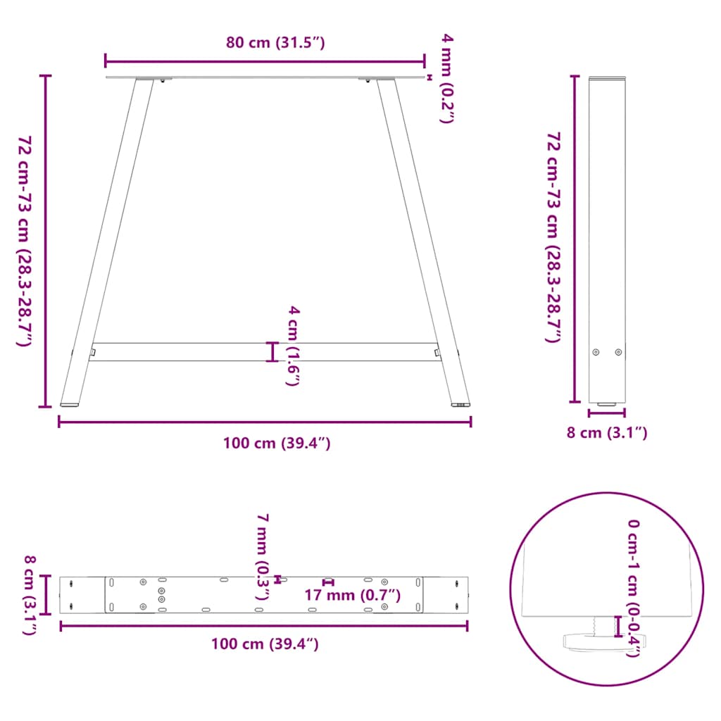 2 db acél fekete dohányzóasztal lábak a-alakú 100x(72-73) cm