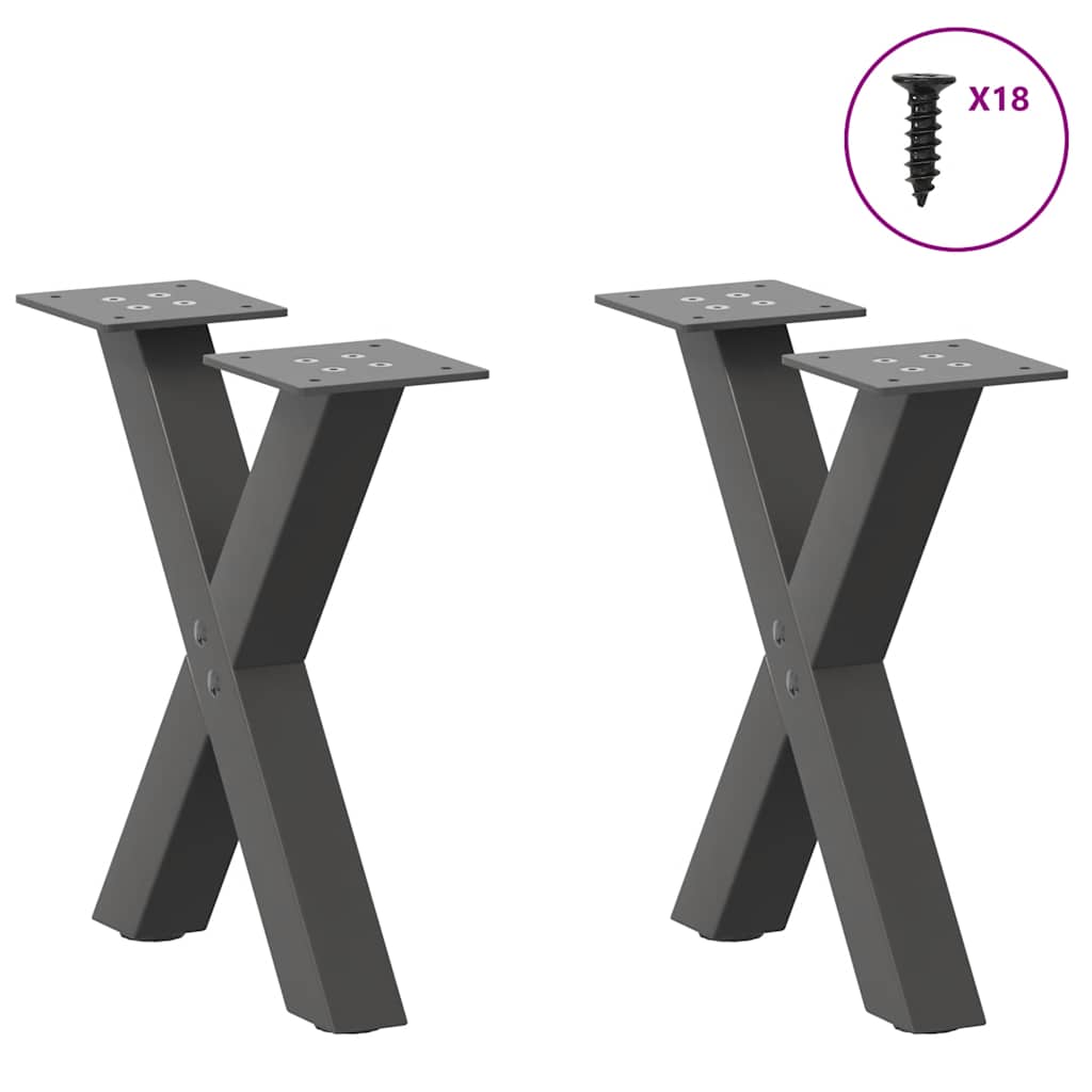 2 db antracit acél dohányzóasztal lábak x-alakú 40x(30-31) cm