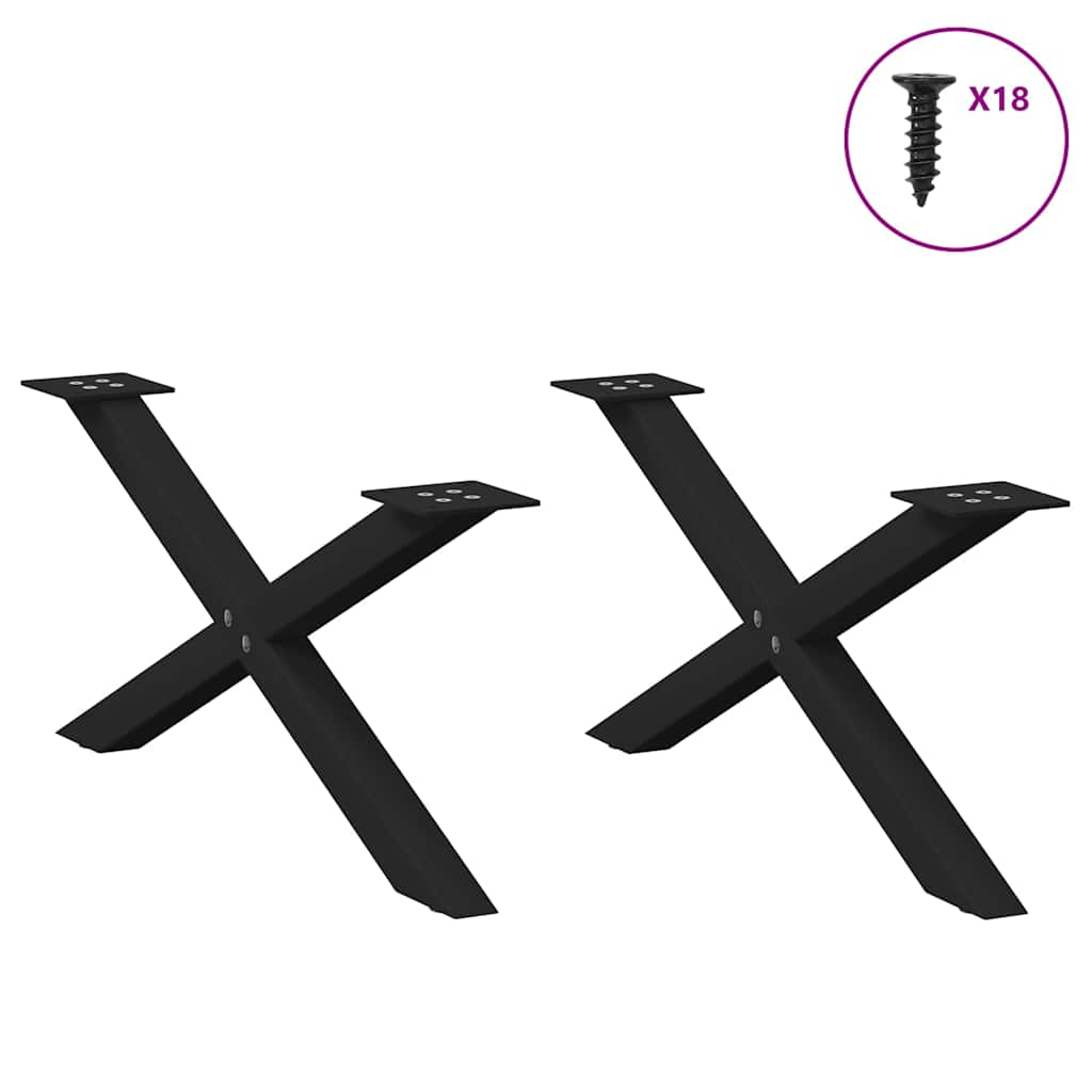 2 db acél fekete dohányzóasztal lábak x-alakú 70x(30-31) cm 2 db acél fekete dohányzóasztal lábak x-alakú 70x(30-31) cm