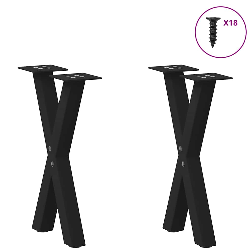 2 db acél fekete dohányzóasztal lábak x-alakú 28x(42-43) cm