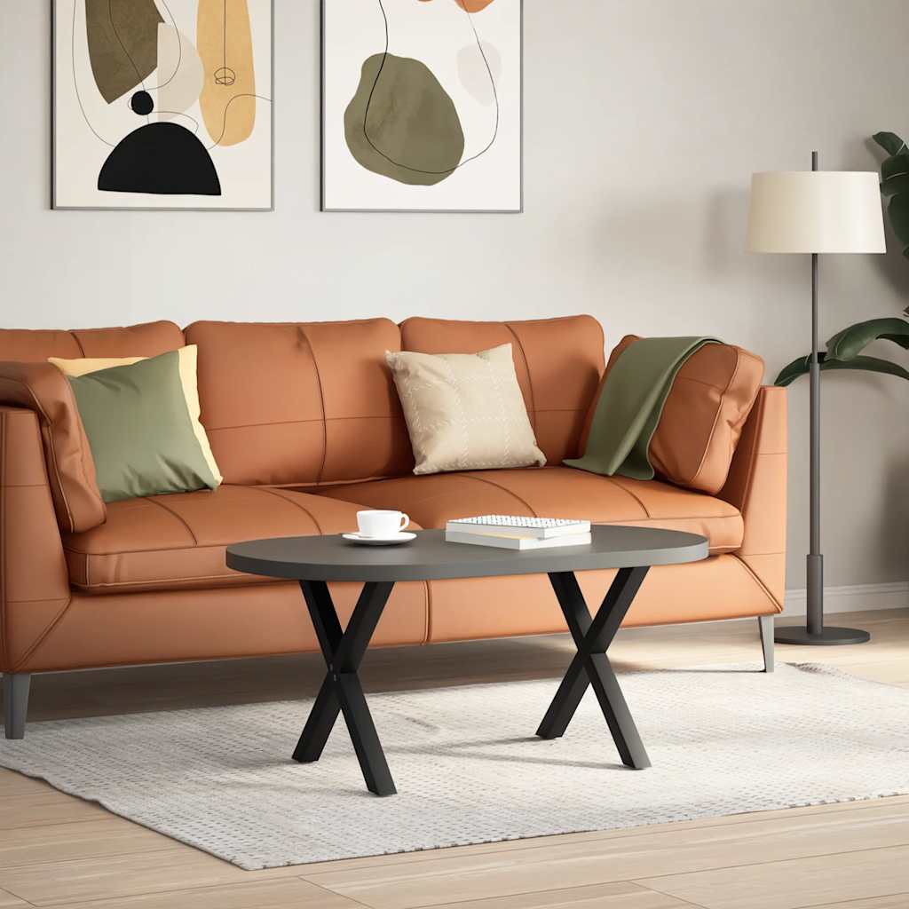 2 db acél fekete dohányzóasztal lábak x-alakú 60x(42-43) cm