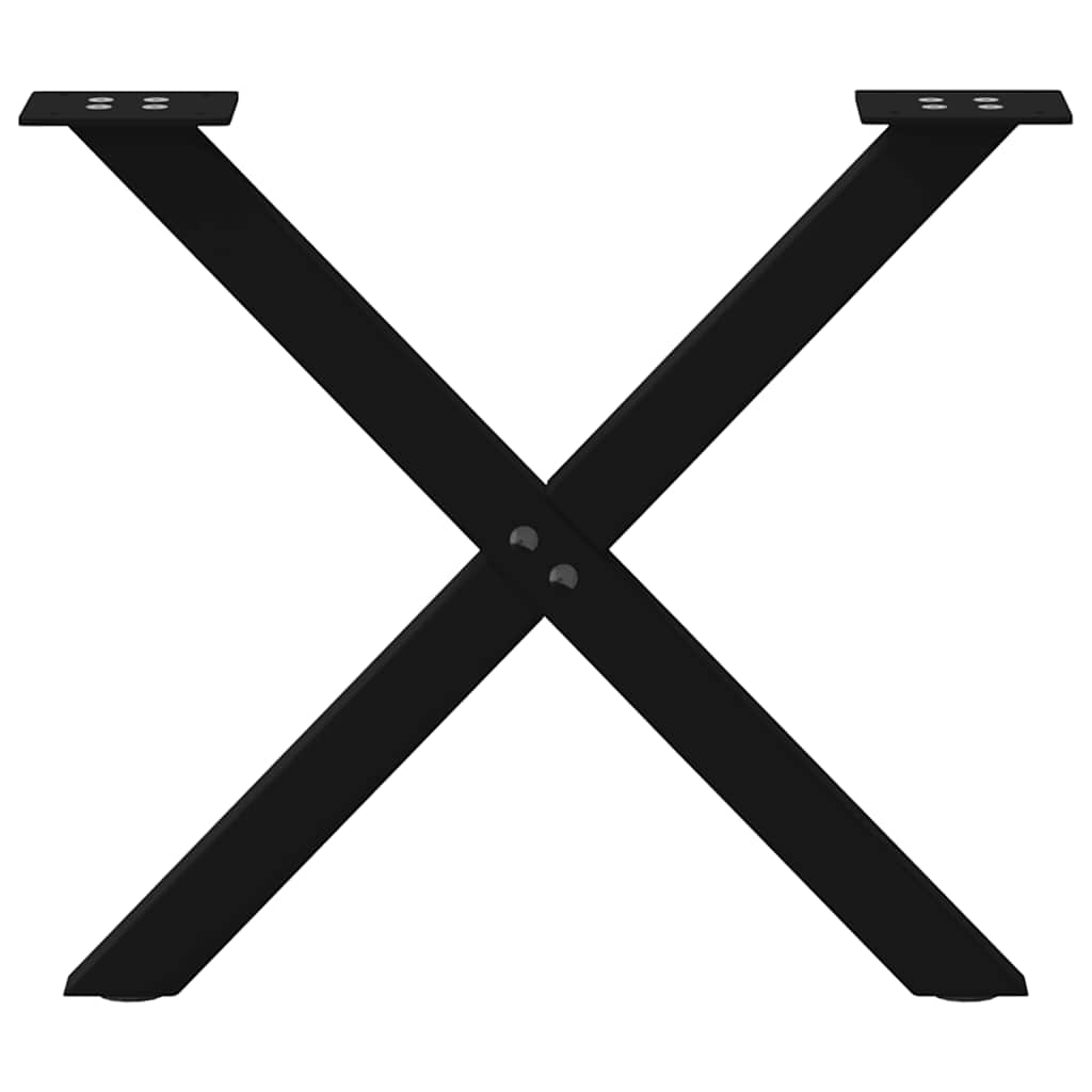 2 db acél fekete dohányzóasztal lábak x-alakú 60x(42-43) cm