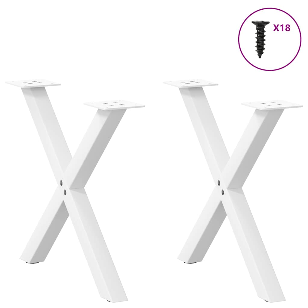 2 db fehér acél dohányzóasztal lábak x-alakú 60x(42-43) cm