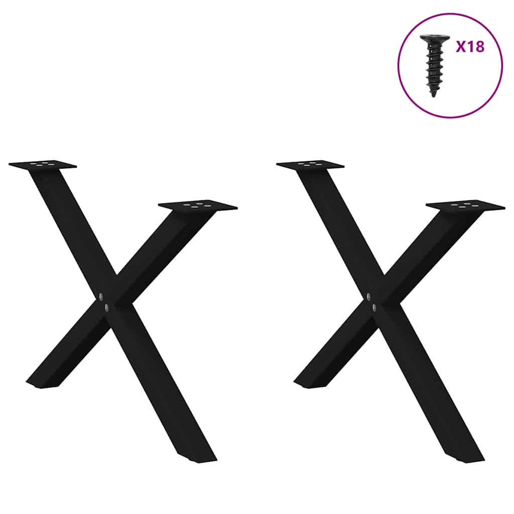 2 db acél fekete dohányzóasztal lábak x-alakú 70x(42-43) cm