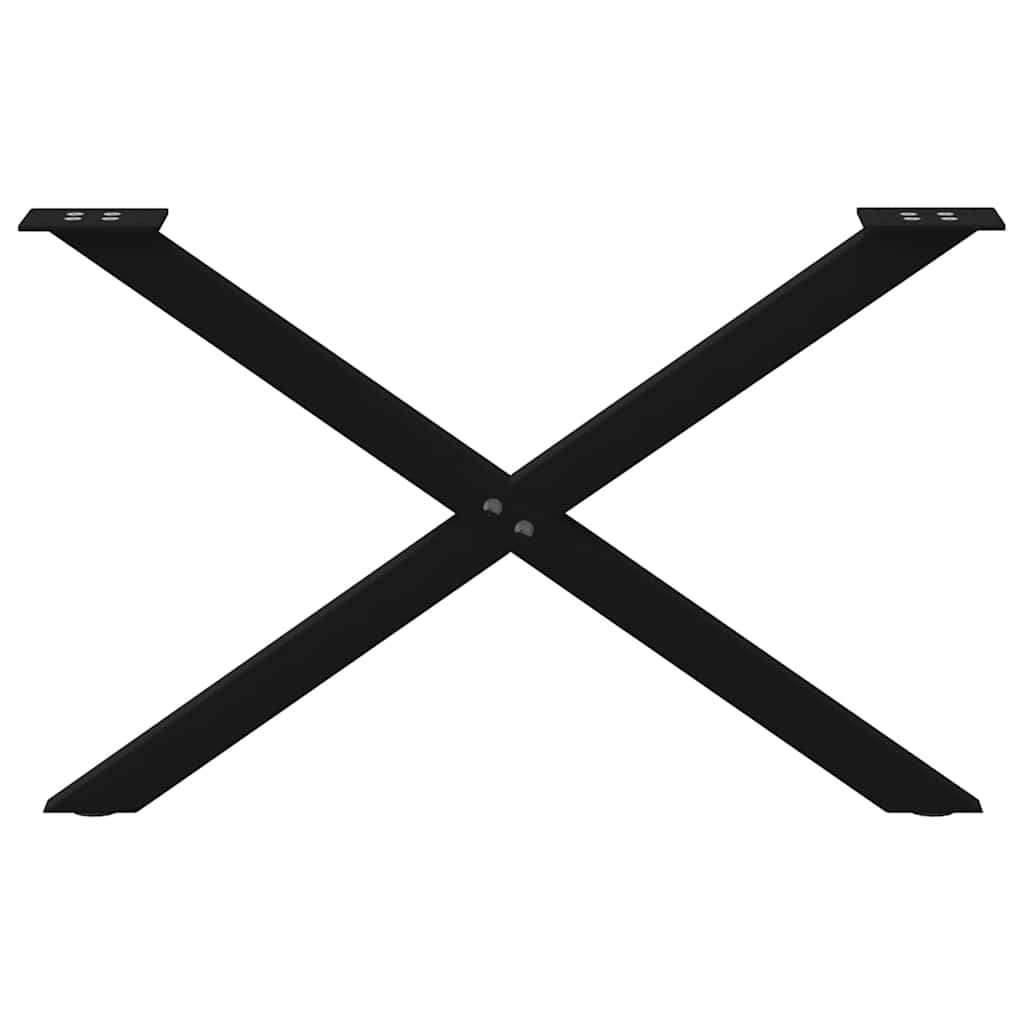 2 db acél fekete dohányzóasztal lábak x-alakú 70x(42-43) cm